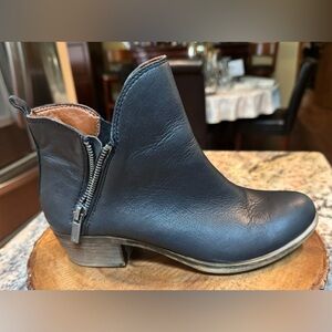 SOLD Lucky Brand black leather ankle boots. Distressed